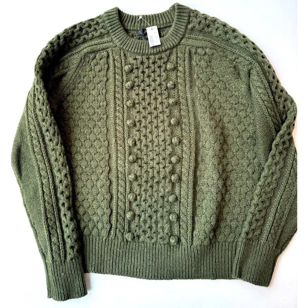 NWT J Crew Fisherman Knit Sweater M